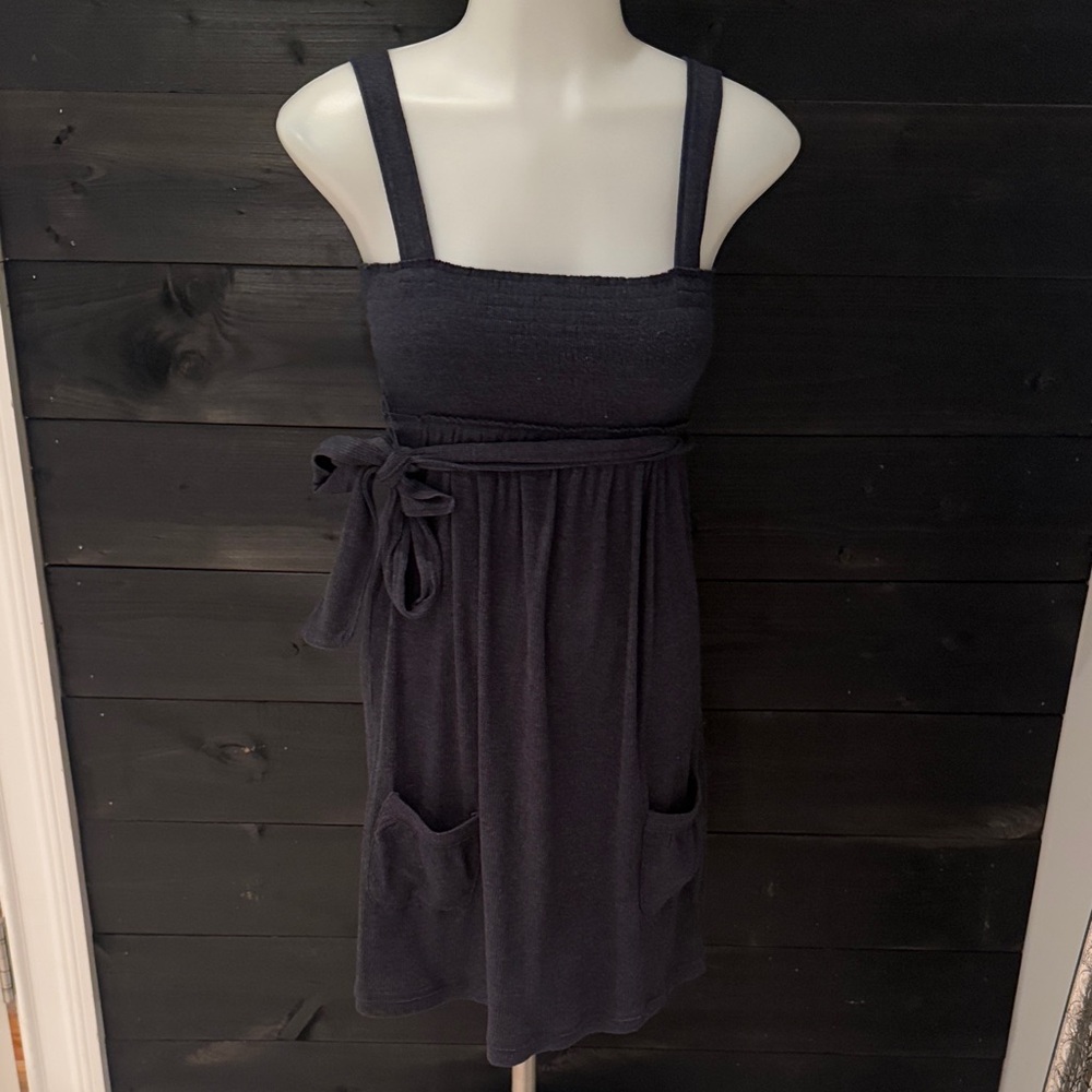 Vintage y2k Abercrombie & Fitch babydoll tie Sleeveless Dress front pockets